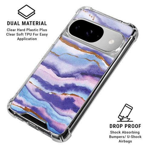 Blue Violet Watercolor Geode Google Pixel 10 Clear Case